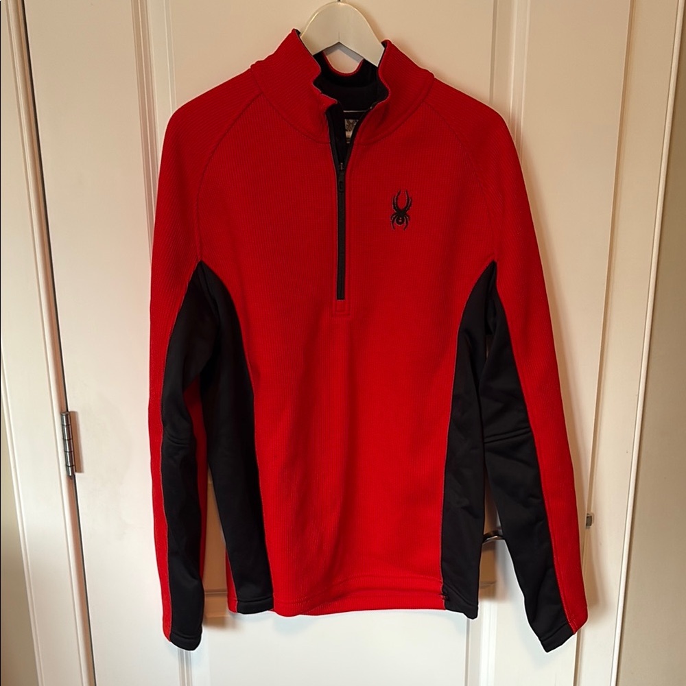 Spyder Red and Black Zip Up Sweater Sporty Design